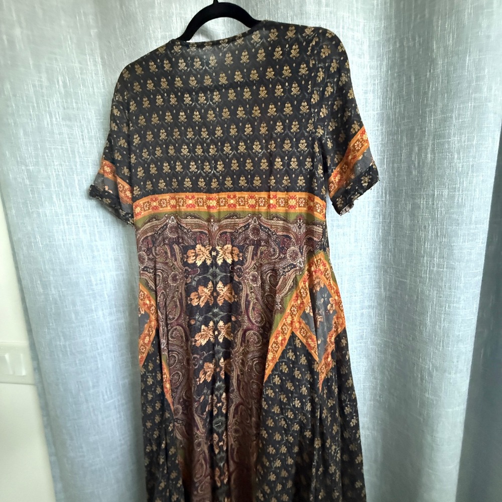 Soft Surroundings Midi Dress Women PS Multicolor Paisley Beaded Embroidered Boho - Picture 9 of 16